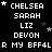 Pixelated text with names and phrases on black background, stars animate across positions in sequence