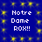 Blue background with yellow star-like patterns and repeated white text "Notre Dame ROX!!" in pixelated font.
