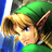 Pixelated close-up of a character with pointed ears, green cap, and blue tunic against blurred background.