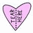 A pink heart-shaped icon with dark purple text split by a vertical line, showing 'HERE' on the right and partial letters on the left.
