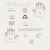 A static pixelated image showing a grid of small icons including two hand shapes, a square, a circle, and other geometric forms on a light background.
