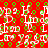 Red background with green pixelated dots and white text repeating 'H' and 'I' in a patterned arrangement.