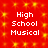 Red background with yellow star-like patterns and white text reading "High School Musical" in four identical sections.