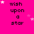 A bright pink background displays repeated 'wish upon a star' text with white and light pink stars scattered around, some of which animate by changing position or size.