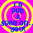 Four identical circular icons with yellow concentric rings on a bright pink background, each displaying blue text reading "I'LL PUT A SPELL ON YOU!" in pixelated font.
