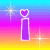 A 2x2 contact sheet of a pixelated animated icon featuring rainbow gradient backgrounds, purple text and shapes with white outlines, and star sparkles across three sampled frames.