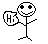 Pixelated stick figure with round head and cross-shaped eyes holds speech bubble containing 'Hi' text on white background.
