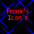 Red text reading "Frank's Icon's" appears four times on a black background with blue diamond-shaped lines forming a pattern