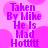 Pixelated purple text on pink background with heart shapes, repeating 'Taken By Mike He Is Mad Hotttt' in four identical quadrants.