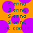 Pixelated text 'Sienna' repeated multiple times over purple circles on orange background, with 'IS COOL!!!!' at bottom.