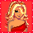 Pixel art contact sheet of a blonde woman in red dress with heart purse and "Be Mine!" text on red background
