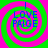 Four identical spiral patterns with alternating green and pink rings, each containing blue text reading "I LOVE PAIGE" with a vertical line above "I".