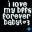 nine identical pixelated text-based icons on black background, each displaying 'i love my bfps forever baby!.*3' with a blue symbol below