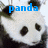 A pixelated panda face with black and white coloring appears in three separate , each with blue text above it