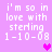 Pixelated text on a purple background with three pink heart icons in different positions across frames.