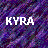Pixelated icon with white text 'KYRA' over a purple and blue pixelated background.