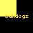 Yellow and black pixelated image with four instances of the text 'bulldogz' in yellow on a black background, arranged around a central yellow rectangle.