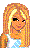 Pixelated cartoon-style image of a blonde woman in white and blue clothing with an orange-armed figure behind her, text "Sporty Chick!" on blue banner.
