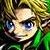 Pixelated static image of a character with blonde hair, blue eyes, and green clothing against a dark background.