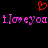 Red pixelated heart above pink text reading 'i.love you i.love you' on black background.