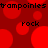 Red background with repeating red circles and black text reading 'vampoinles' and 'rock' in pixelated font.