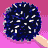 Animated cheerleading pom-pom icon with blue and white patterned fabric, held by a light-skinned hand against pink background across multiple frames showing motion variation.