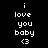 Pixelated text 'i love you baby <3' displayed across four colored backgrounds in a