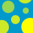Blue background with scattered yellow and green circles of varying sizes, some partially overlapping.