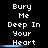 Animated contact sheet showing six frames of a pixelated text animation with blue underline effects on "Bury Me Deep In Your Heart".