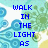 Pixelated blue text on a light blue and green abstract background with circular patterns.