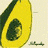A static image showing a sliced avocado, four people in dark clothing standing together, and handwritten text reading Hello, Good, Bye.