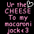 Pixelated pink text on black background with a white heart symbol replacing the 'i' in 'the', reading "Ur the CHEESE To my macaroni jock<3".