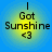 Four identical circular icons with blue outer rings and yellow inner gradients display text "I Got Sunshine <3" in black pixelated font.