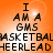 Orange background with black text reading "I AM A GMS BASKETBALL CHEERLEAD" in pixelated font, two identical side-by-side