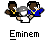 Pixelated icon of two figures holding a large object, with text labels below each figure.