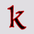 Red stylized 'k' and 'm' characters with black outlines on light gray background, transitioning to a crown symbol.