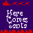 Pixelated holiday-themed animation with red sleigh and reindeer above white text on purple background, showing motion in horizontal elements.