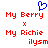 Blue pixelated heart symbol above red pixelated text reading "My Berry" and "My Richie" with "x" and "ilysm" below, all on white background.