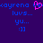 Pixelated blue text on dark purple background with pink heart symbol and emoticons, showing repeated chat-like phrases.