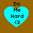 Four identical cyan heart-shaped icons with black text "Do Me Hard <3" on a brown background, arranged in a