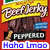 Pixelated image with red and purple sections displaying text and a cartoon character wearing a yellow hat.
