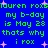 Blue background with green pixelated text repeating 'lauren roxs my b-day is May 23 thats why i rox' and scattered pink star shapes.