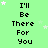 Green background with repeated text "I'll Be There For You" in black pixelated font, scattered white stars, and a gray rectangle at bottom right.
