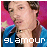 pixelated images shows a person in a blue shirt with a brown collar against a pink background with yellow stars, with text changing from 'sl amour' to 'shots' across frames