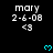 Pixelated text and cyan hearts on black background with gray rectangle in bottom-right corner.