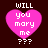 Four identical pink heart-shaped icons with white text reading 'WILL you mary me ???' on a dark brown background, arranged in a
