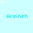 Light blue background with scattered white stars and repeated cyan text 'Arsineh' in a pattern