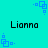 A turquoise background displays four instances of the name "Lionna" in black pixelated text, each paired with a blue geometric animation pattern.