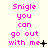 Animated sequence of pink text on light background with changing symbols after 'with me' in three