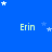 Blue background with repeated light green text 'Erin' and scattered white stars, some of which are partially obscured by a gray rectangle in the bottom right corner.